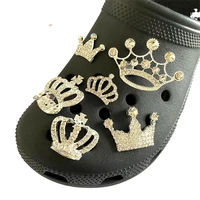 bling metal croc shoe charms women butterfly queen crown shoe decorations girl flower rhinestone chains wristband accessories