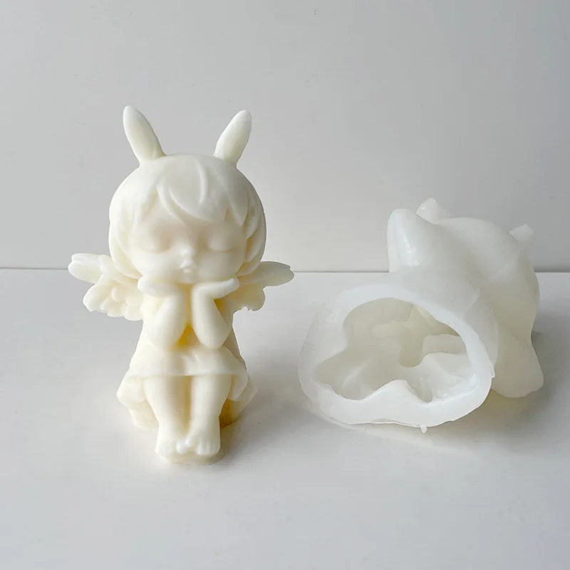 

Doll Angel Handmade Plaster Girl Silicone Mold Homemade Aromatherapy Candle DIY Girl With Wings Plaster Mold