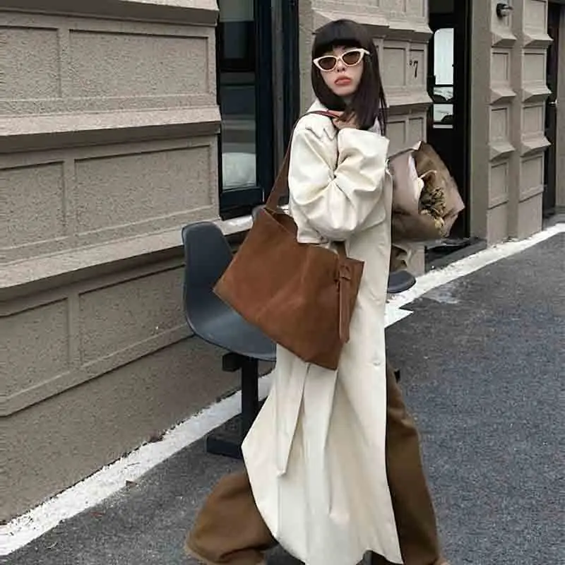 Новая зимняя матовая замшевая женская сумка из коровьей кожи сумка-тоут в стиле