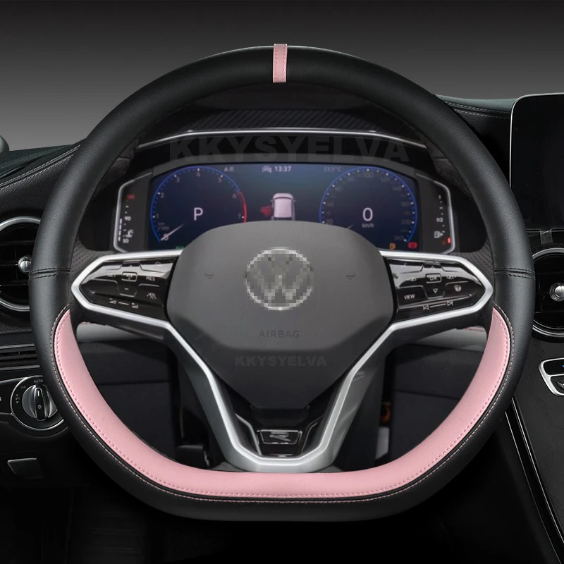 

Чехол на руль автомобиля D-образной формы для VW Sharan Passat Caddy Touran Tiguan 2015-2021 Teramont Atlas T-Roc T-cross 2017-2021
