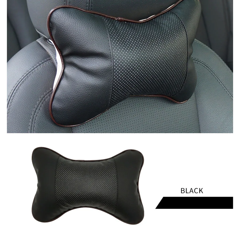 

Universal Car Neck Pillows Both Side Pu Leather Pack Headrest for Neck Support Filled Fiber Car Pillow Neck Pillow For Car