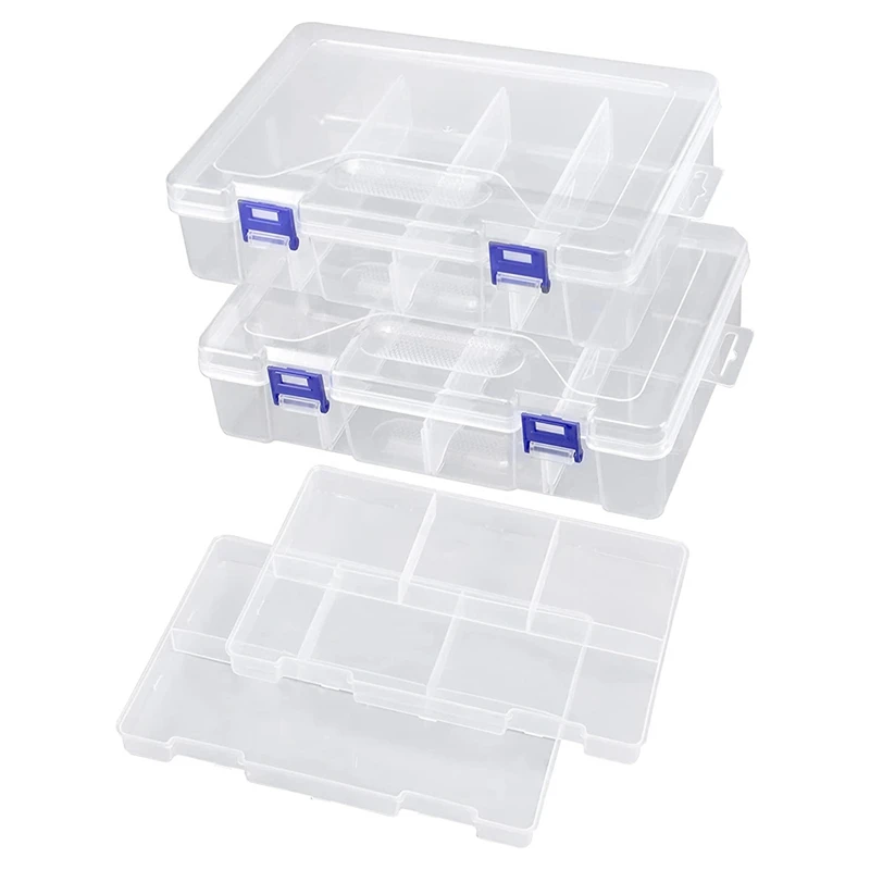 

Tackle Box Fishing Tackle Box Storage Box 2 Pack Compartment Storage Box Transparent Storage Container With Dividers