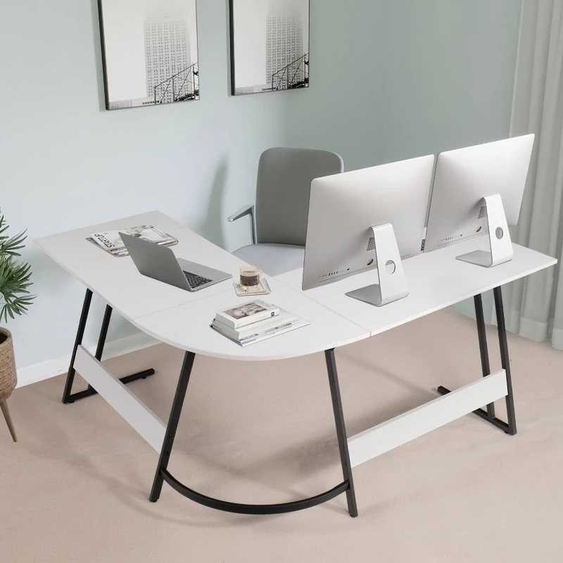 

Home Office Writing Desk Modern L-Shape Computer Desk, White