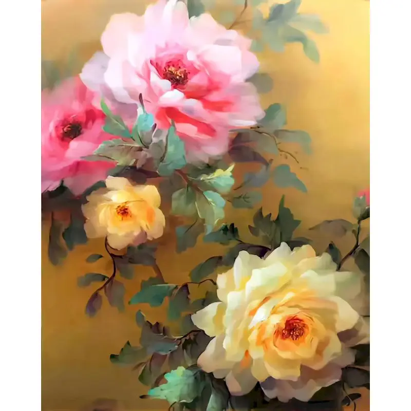 

GATYZTORY Diy Painting By Numbers Kit Roses Picture Acrylic Paint By Numbers Handpainted Oil Painting Numbers For Home Decoratio