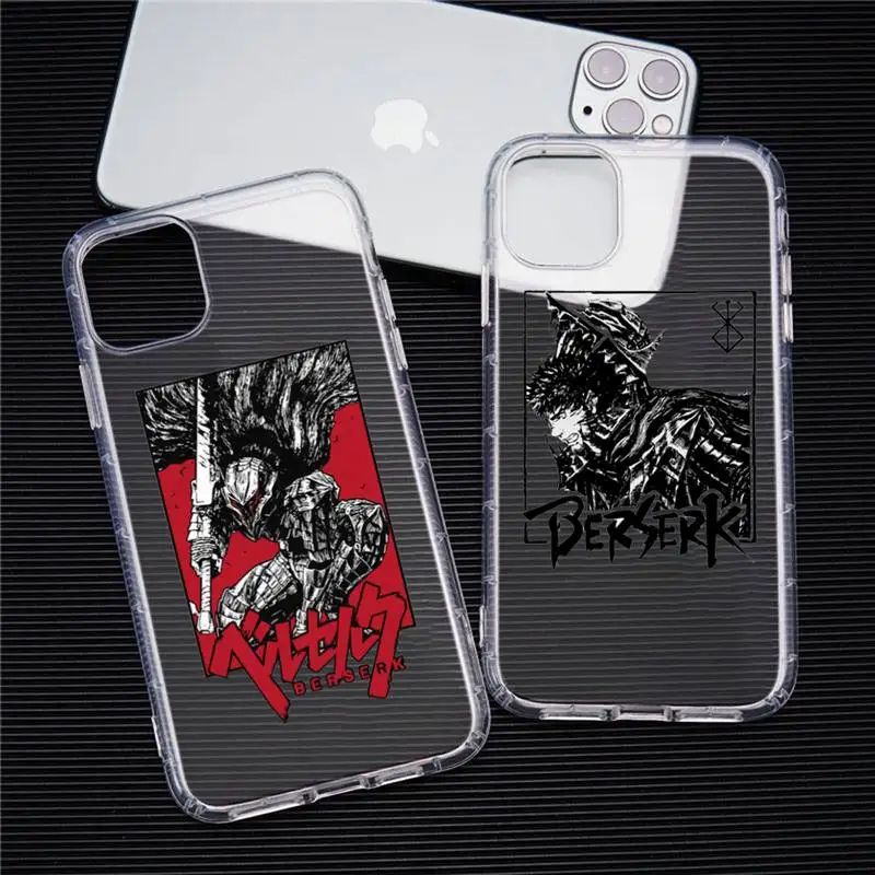 

Berserk Guts anime Phone Case Transparent soft For iphone 12 11 13 7 8 6 s plus x xs xr pro max mini