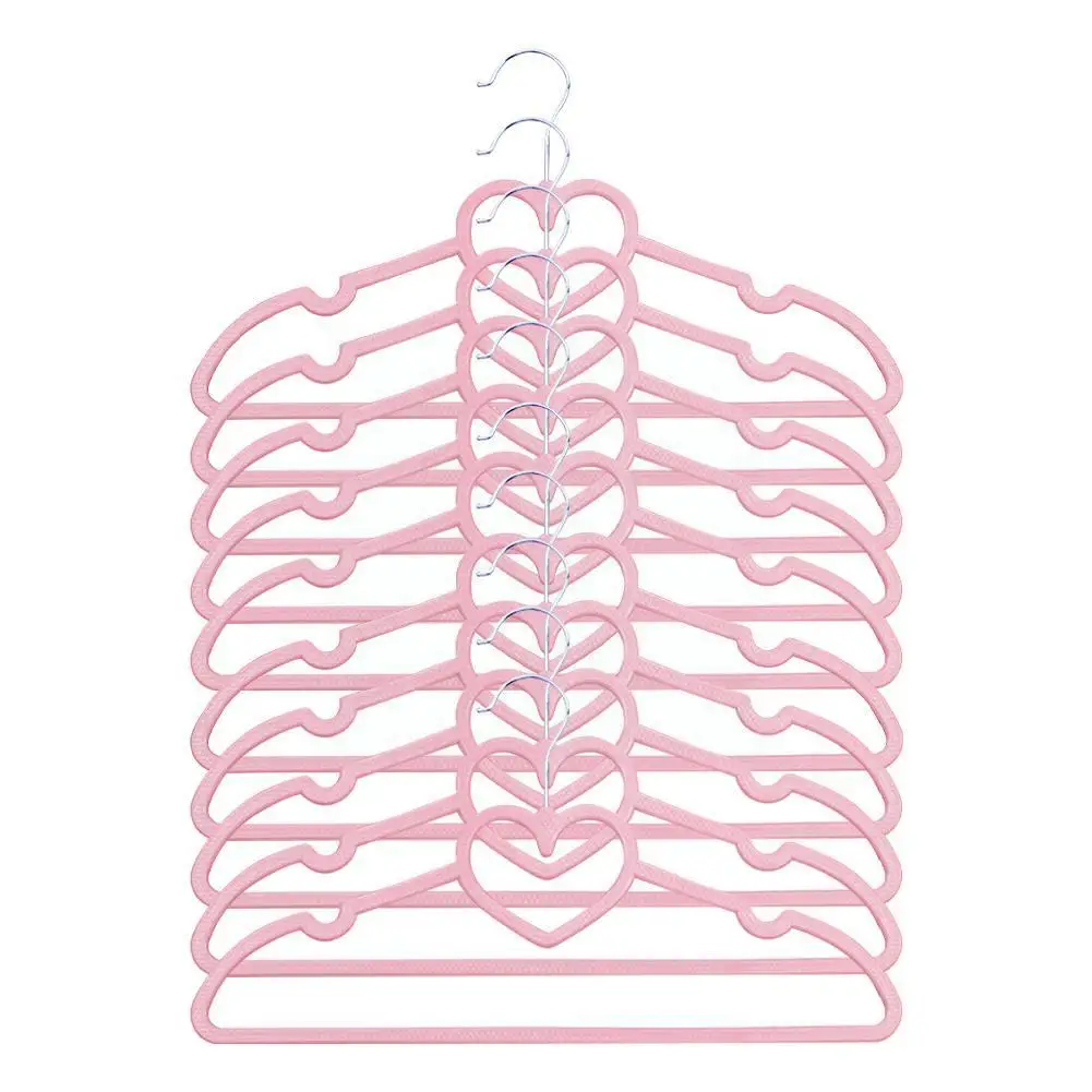 

10pieces Pink White Velvet Clothes Hangers Loving Heart Hanger Hangers Heart-shaped Coat Velvet Multifunction M7j8