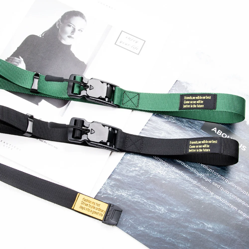 2.5cm Magnet Buckle Waistband Men and Women Trend All-match Tactical Function Canvas Belt Overalls Belt Wholesale Plus Size