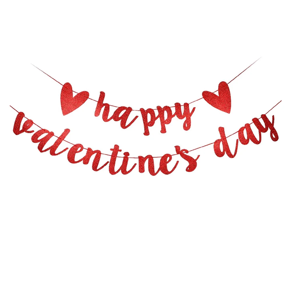 

Valentines Day Banner Happy Valentines Day Banner Sequin Paper Banner Home Decor Ornaments Shop Restaurant Decoration