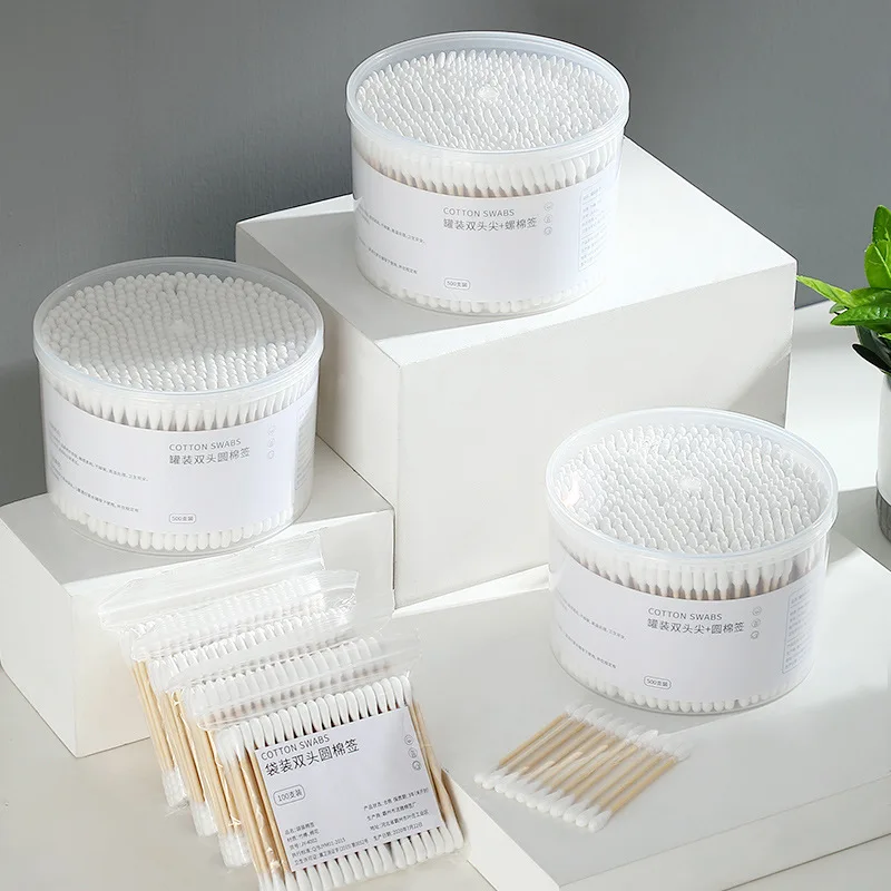 

500PCS Box Double-headed Cotton Swabs Disposable Makeup Cotton To Clean Ears Multifunctional Cotton Sticks Sanitary Pads