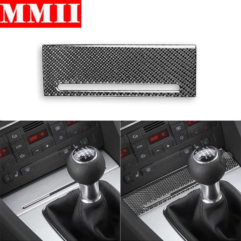 For Audi A4 S4 B7 2005 2006 2007 2008 Car Ashtray Box Gear Shift Panel Decoration Cover Carbon Fiber Trim Sticker Accessories