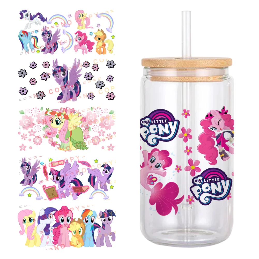 

Мультяшный узор My Little Pony UV DTF, переводная наклейка, водонепроницаемые переводки для 16 наклеек