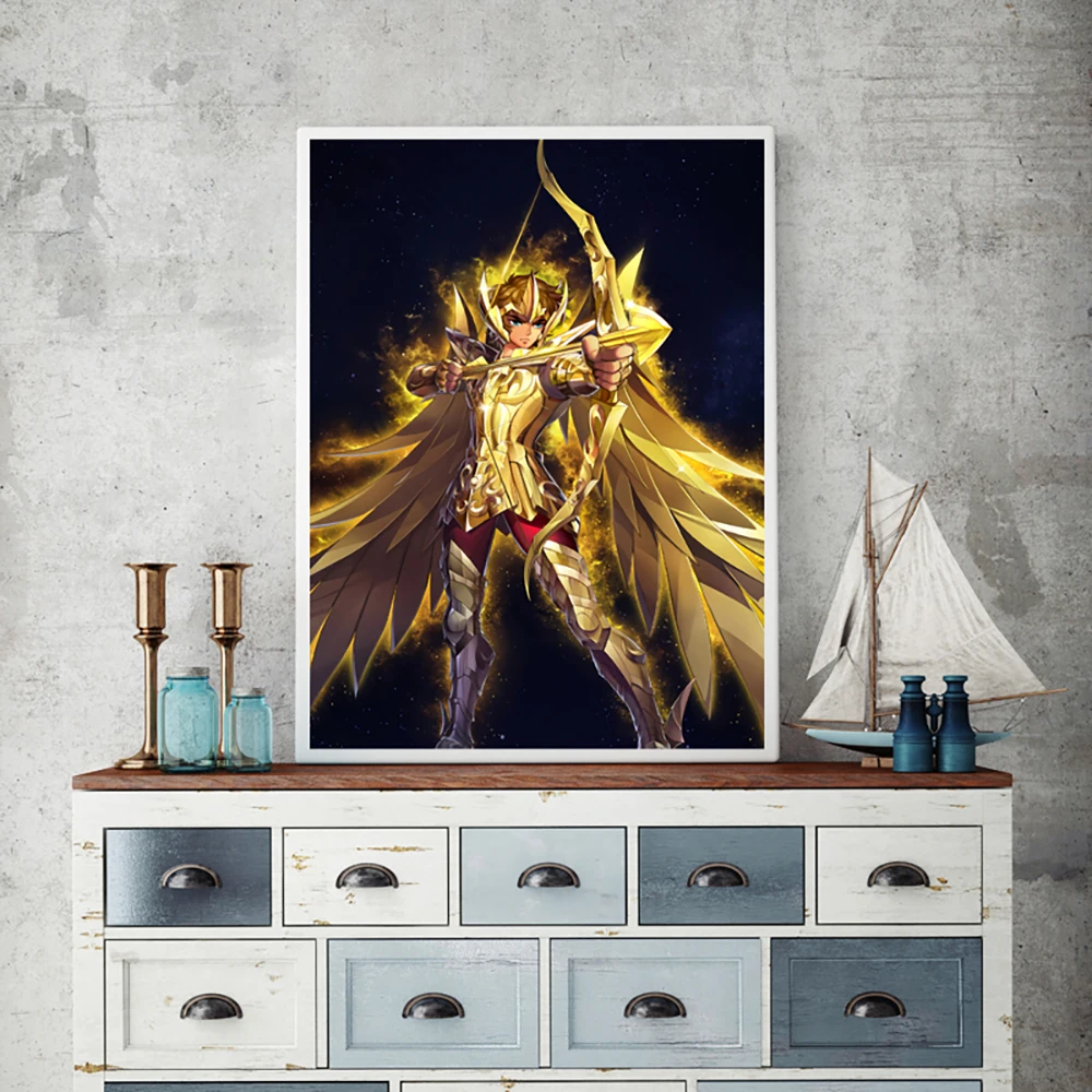 

Japanese Classic Anime Gold Saint Seiya Poster and Print Boy Room Wall Cartoon Art Canvas Painting Home Decor