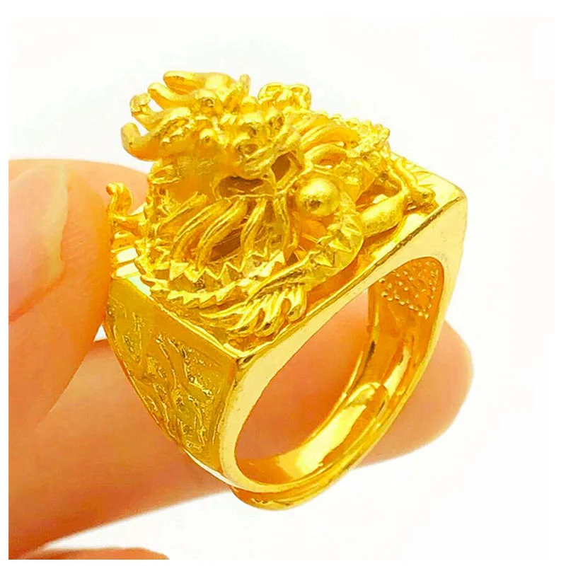 

Authentic Vietnamese Gold Sand Ring for Men and Women 999 Authentic 24k Gold Plated Domineering Ring That Will Not Fade for a