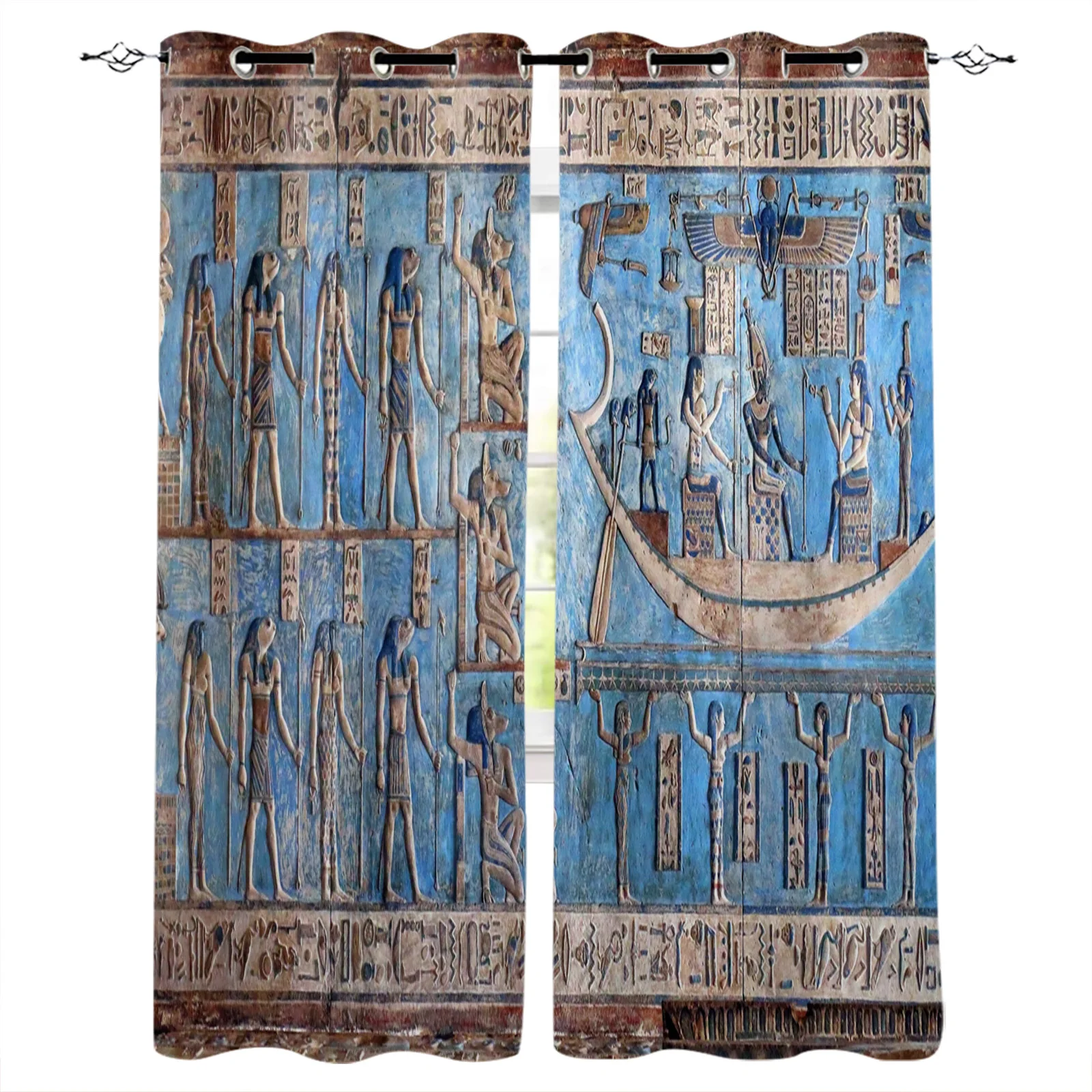 

Hieroglyphic Carvings Ancient Egyptian Temple Blackout Curtains Window Curtains For Bedroom Living Room Decor Window Treatments