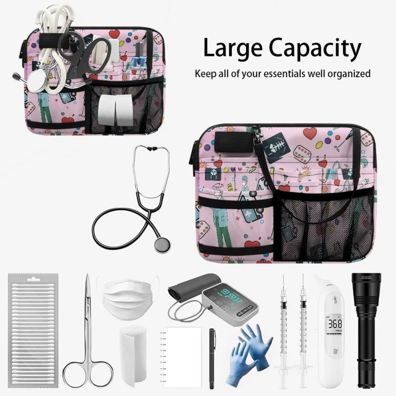 Twoheartsgirl Casual Nurse Organizer Belt Multifunction Women Fanny Pack Large Capacity Waist Bag for Medica Scissors Care Tool