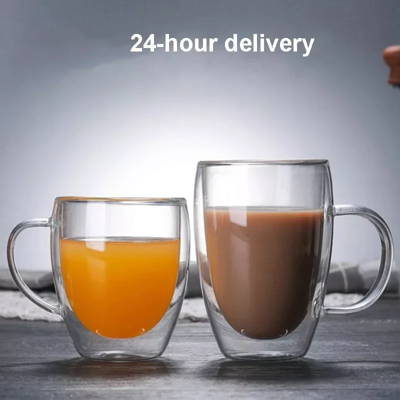 

2022New Wall Glass Coffee Tea Cups Heat Resistant Double Wall Coffee Mugs Transparent Glass Coffee Cup Milk Whiskey Tea Beer Cup