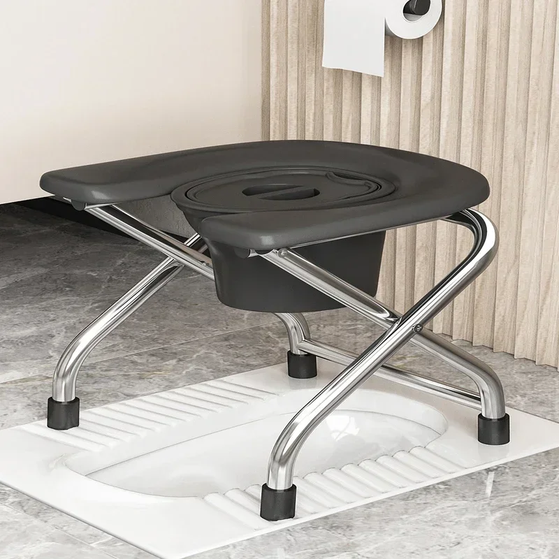 Складной стул для туалета U-образная подставка ног нескользящее сиденье из