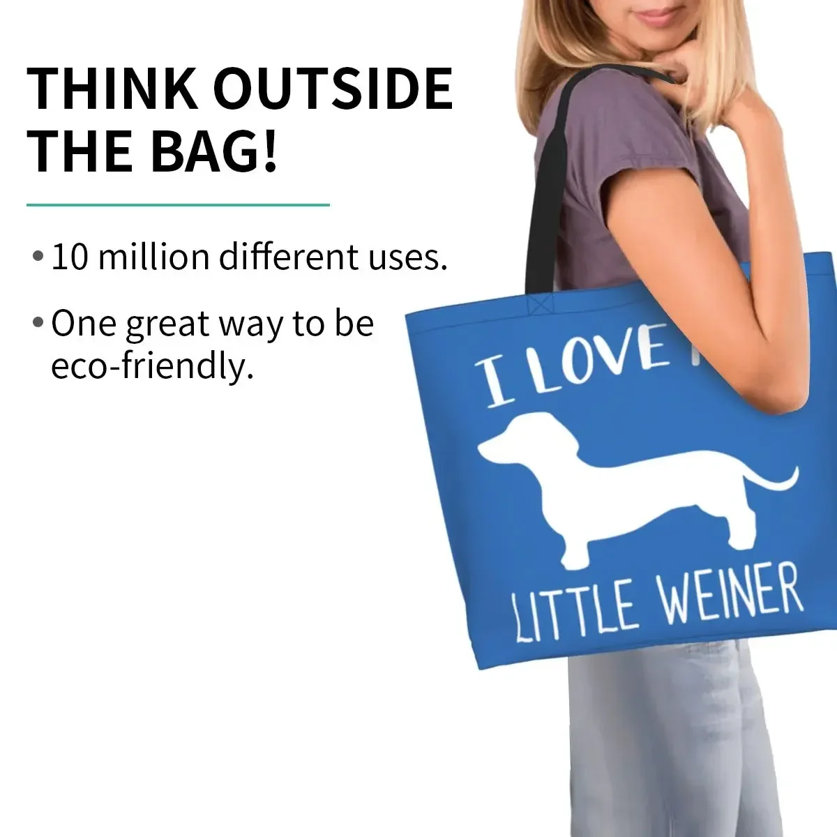 Сумка для покупок из ткани с принтом I Love My Little Weiner