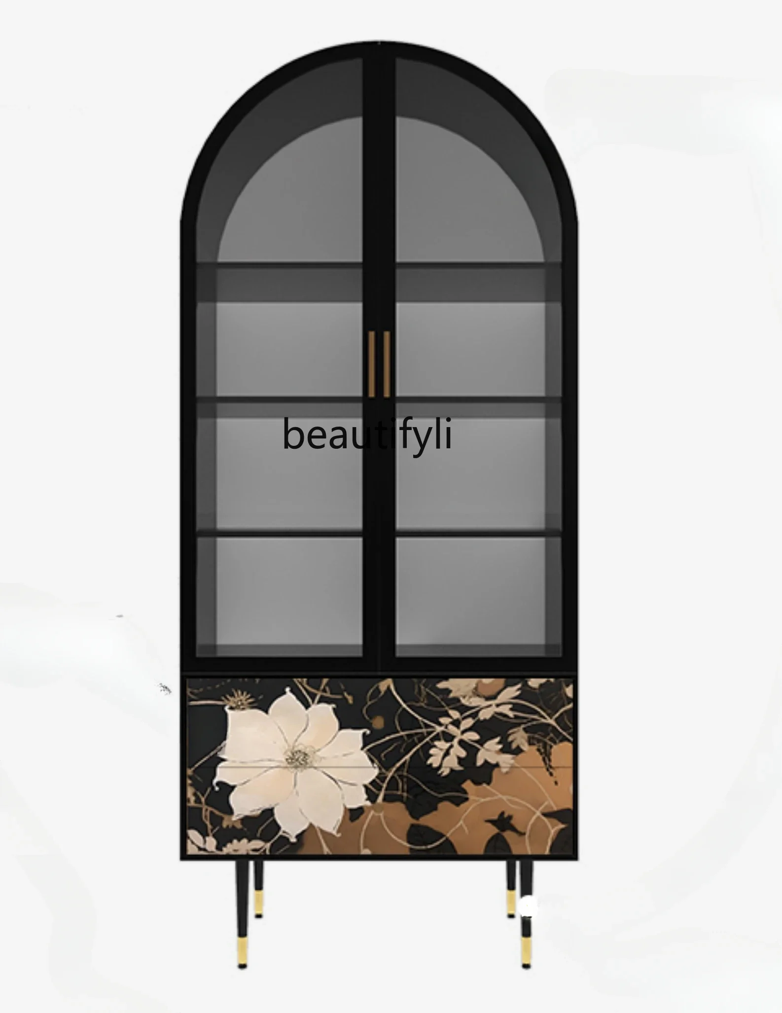 Винный шкаф в стиле ретро французская черная арка американском книжный со