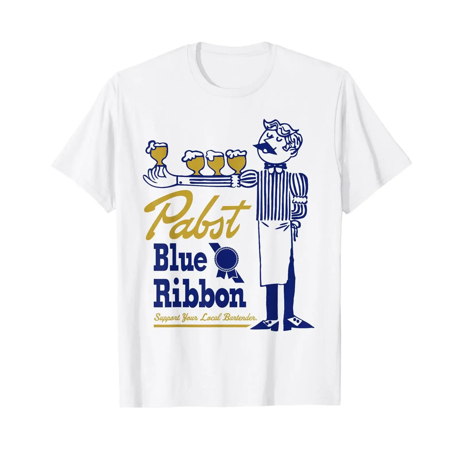 Фото Футболка Pabst Blue Ribbon Classic Bartender Vintage Artwork, винтажная, универсальная, унисекс, мягкая, повседневная, модная, удобная. №1