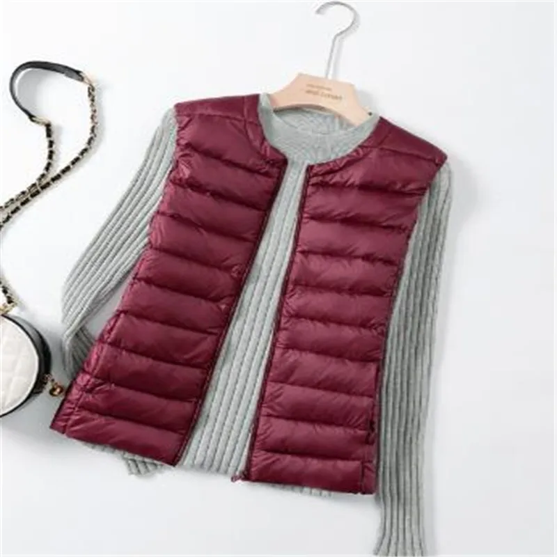 8XL Autumn Winter Women Sleeveless Waistcoat Warm Puffer Jacket Ultra Light White Duck Down Vest Female Short Oversize Outwear