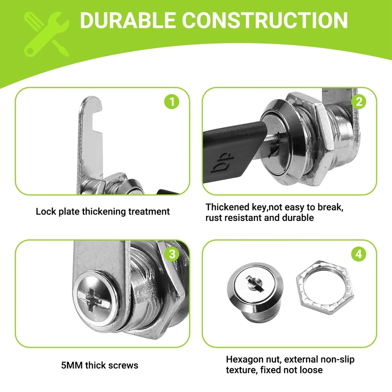 Новый замок безопасности металлический цилиндрический для шкафов и ящиков 16 мм 10