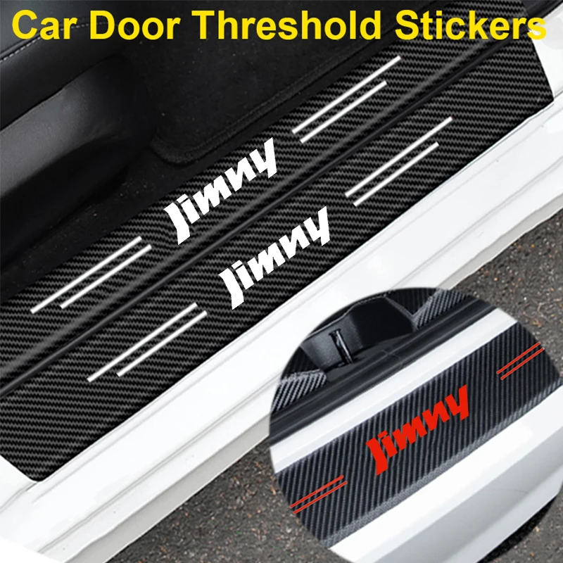 

Для Suzuki Jimny логотип из углеродного волокна Автомобильная дверь наклейки на пороги защитная пленка педаль защита багажника Накладка на порог наклейки