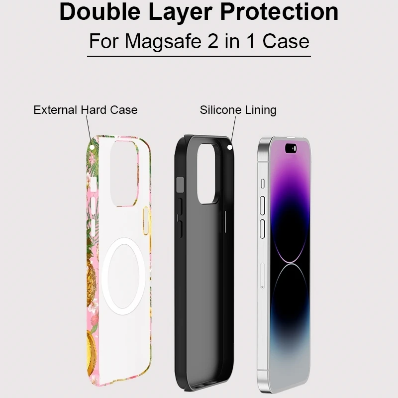 Фото Чехол для телефона с изображением арбуза и ананаса для iPhone 13 Pro, 12, 17, 16, 15 Plus, 14 Pro Max, совместимый с беспроводной зарядкой MagSafe №3