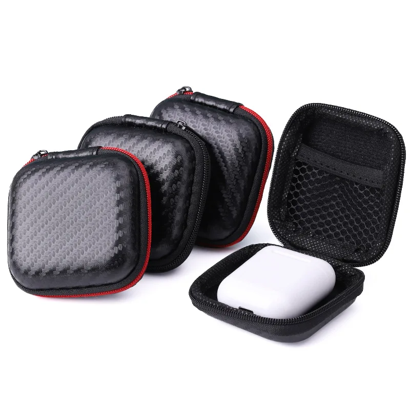 

Portable Mini Zipper Square Hard Aseismic Moisture-Proof Headphone Bag Storage Box Headset Case for SD TF Cards Carrier Handbag
