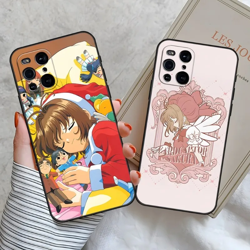 

CardCaptor Sakura Anime Phone Case For OPPO Find X3 X2 X5 RENO 8 6 7 4 Pro Plus A57 A16 A54 A74 A54 A97 A53 Black Coque