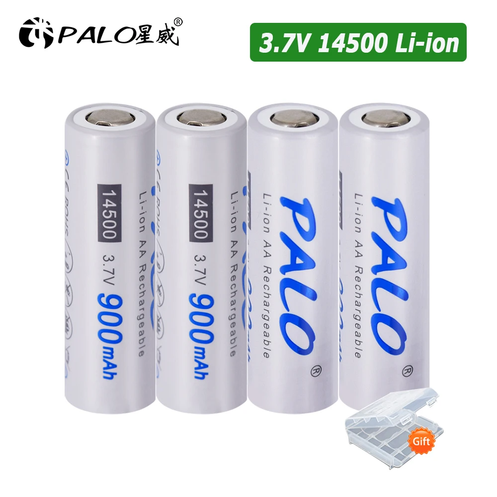 

PALO 2-16pcs 14500 900mAh 3.7V Li-ion Rechargeable Batteries AA Battery Lithium Cell for Led Flashlight Headlamps Torch Mouse