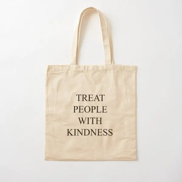 

Treat People With Kindness Black Cott Canvas Bag Women Tote Printed Casual Travel Unisex Foldable Ladies Fashion Designer