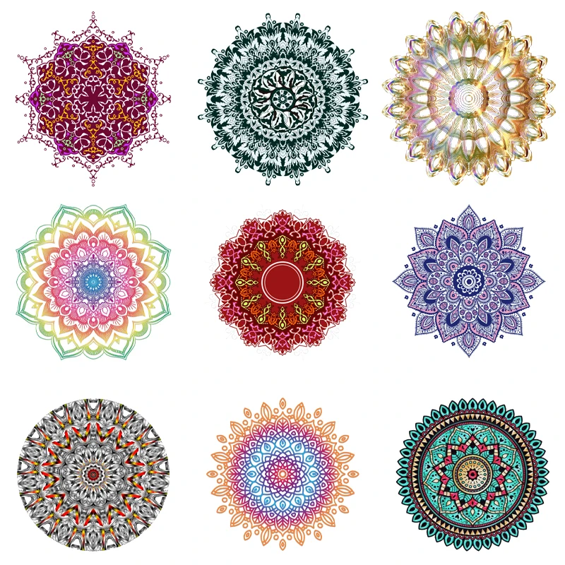 

Flowers Iron on Patches for Clothing Heat Transfers Stickers Fusible Patch Thermo-adhesive Indian Ethnic Style Vinyl Stickers