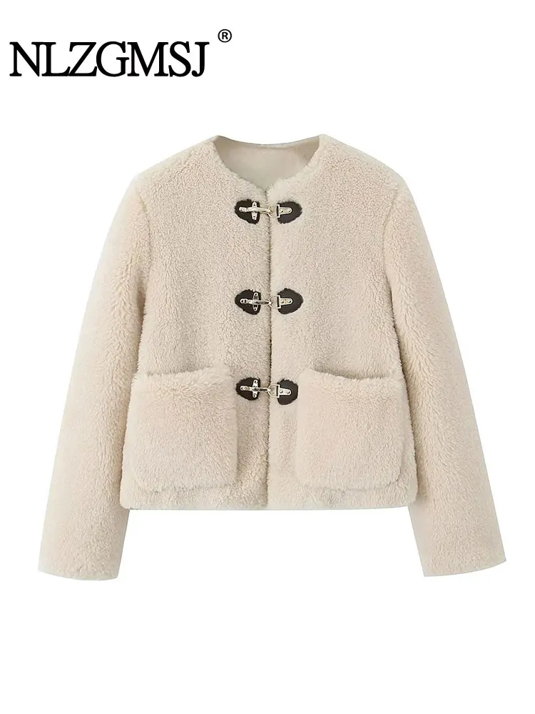

Флисовая Куртка Nlzgmsj TRAF женская, винтажная теплая верхняя одежда на пуговицах, с длинным рукавом, Осень-зима 2023