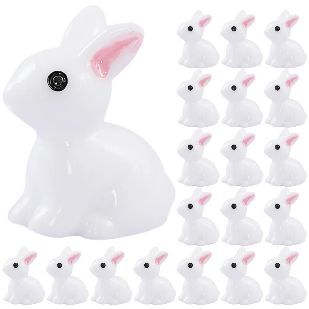 

40pcs Bunny Figurines Moss Landscape Decoration Rabbit Figurines