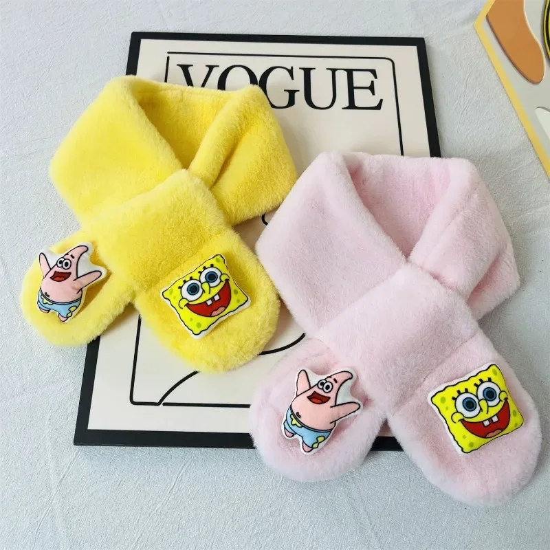 Шарф Губка Боб с героями мультфильмов для женщин и девочек утепленный зимний