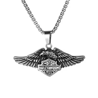 necklace men steampunk style eagle spreading wing shape pendant stainless steel chain boy jewelry gift