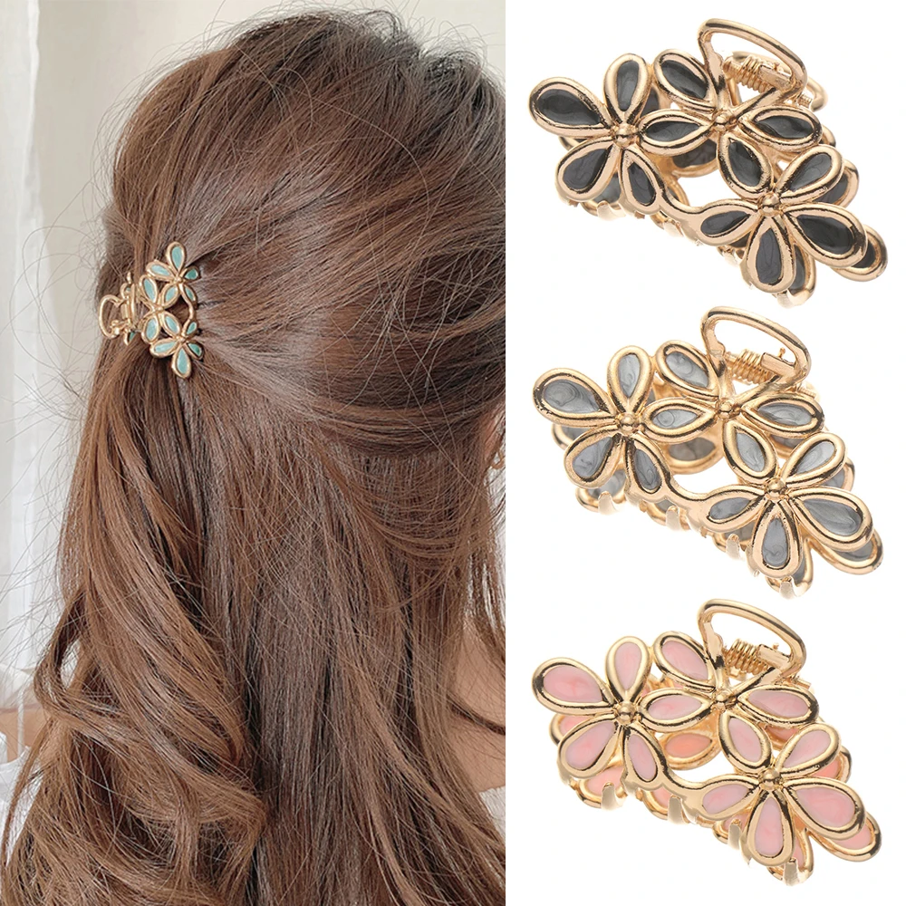 

Women Flower Hair Claw Gorgeous Small Hair Clips Metal Hairpins Women Girls Ornament Styling Tools Hair Accessories