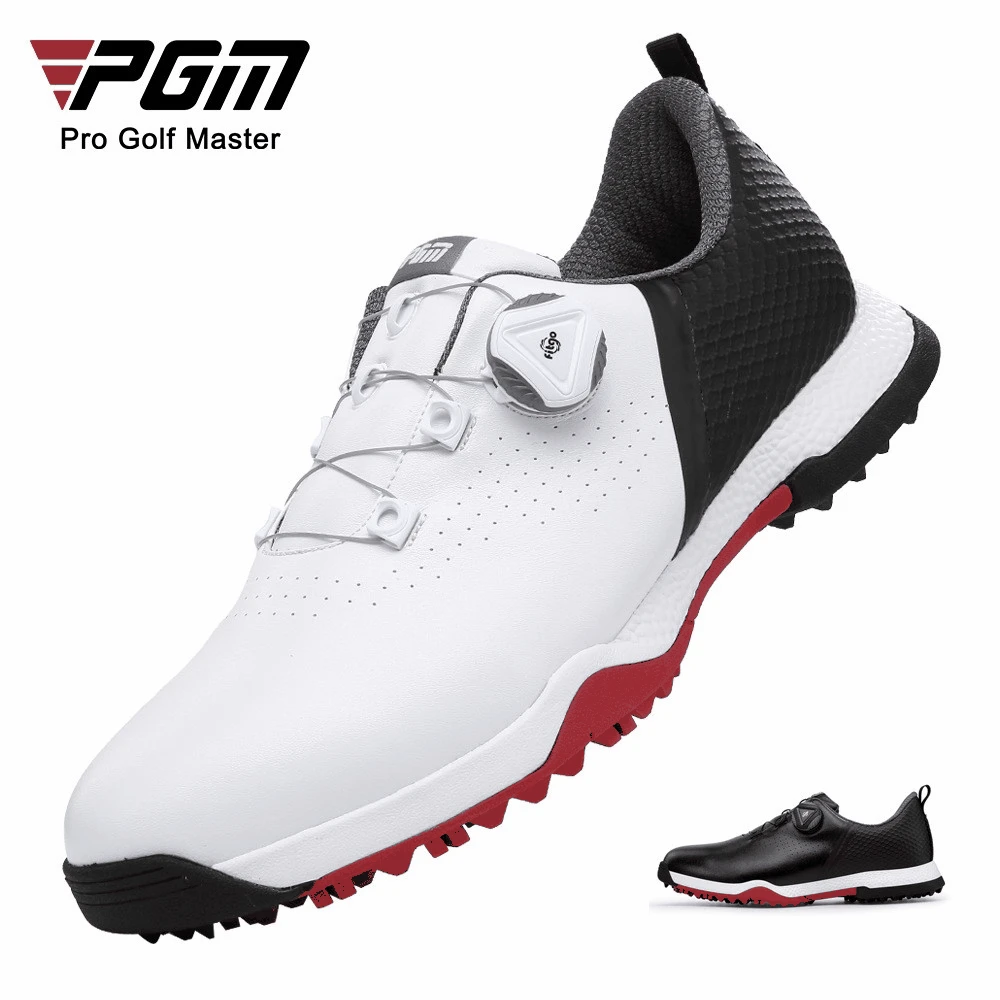 PGM Men Golf Shoes Spikeless Waterproof Breathable Quick Lacing Casual Sneakers Outdoor Walk Sports Anti-Slip Golf Shoes XZ216