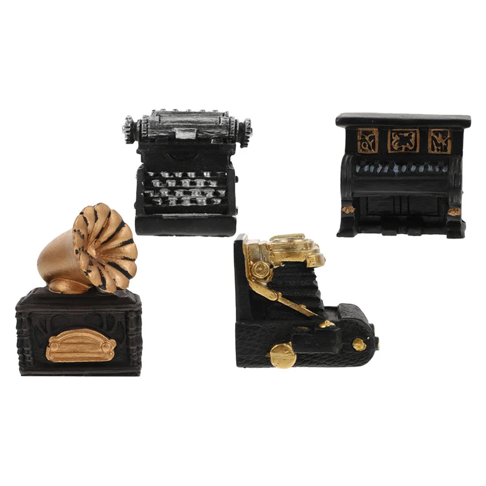 

4pcs Miniature Retro Piano Model Desktop Decors Home Tabletop Ornaments
