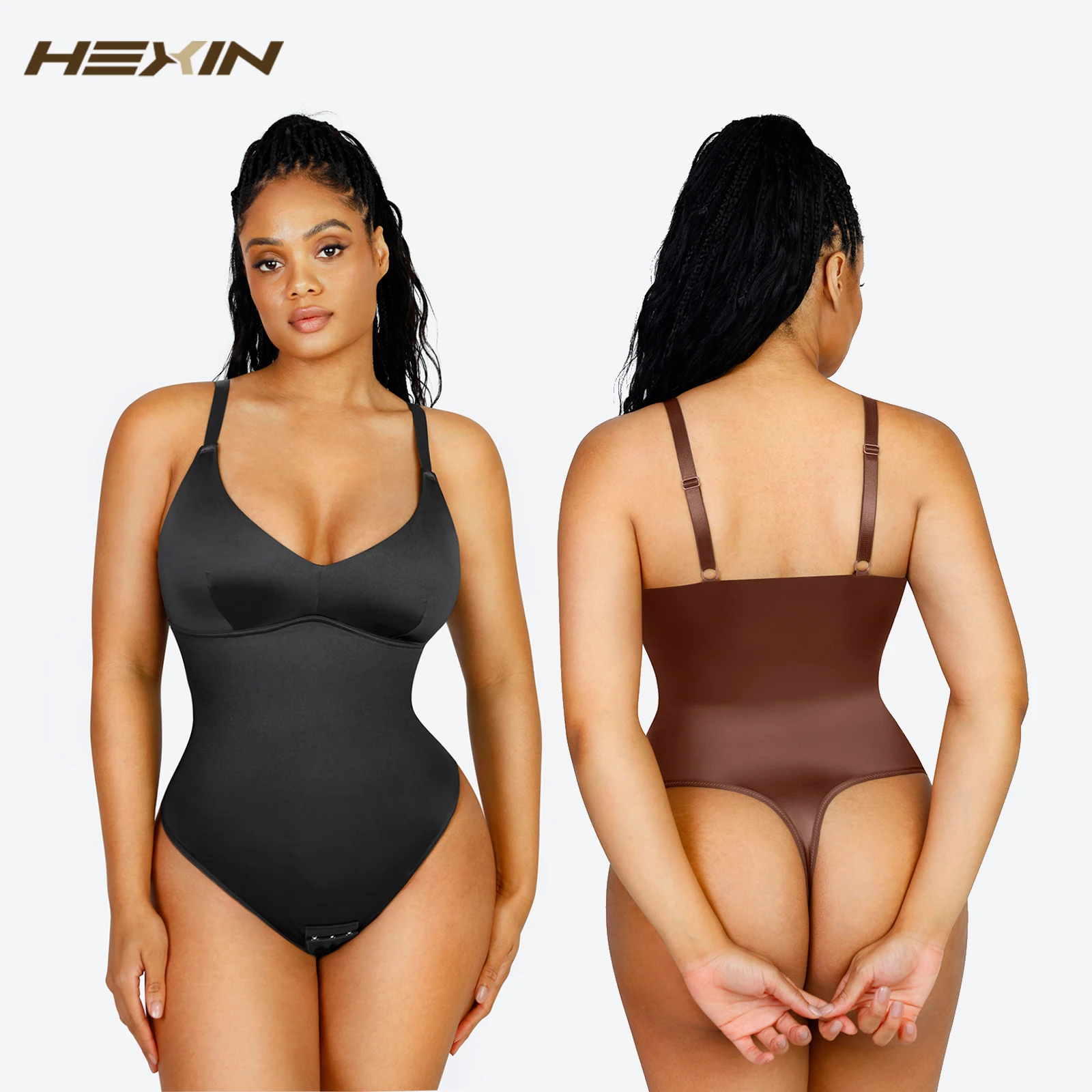 Skims Satin Bodysuit For Women Shapewear Thong Tank Top Adjustable Spaghetti Strip Waist Cincher Underwear Stomach Shapewear
