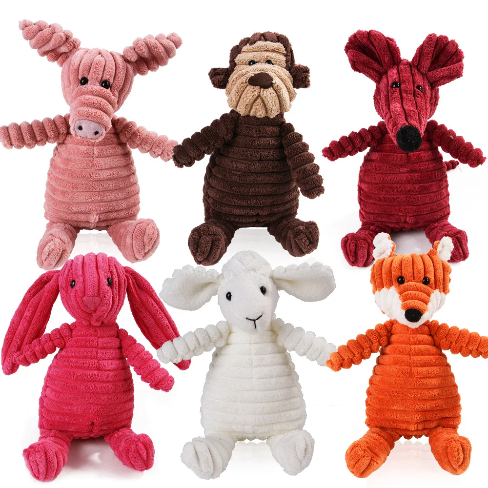 

Corduroy Dog Toys for Small Large Dogs Animal Plush Dog Squeaky Toy Puppy Chew Toys Bite Resistant Pet Toy for Dogs Squeaker