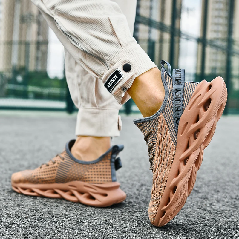 Мужские летающие плетеные кроссовки уличная спортивная обувь на толстой
