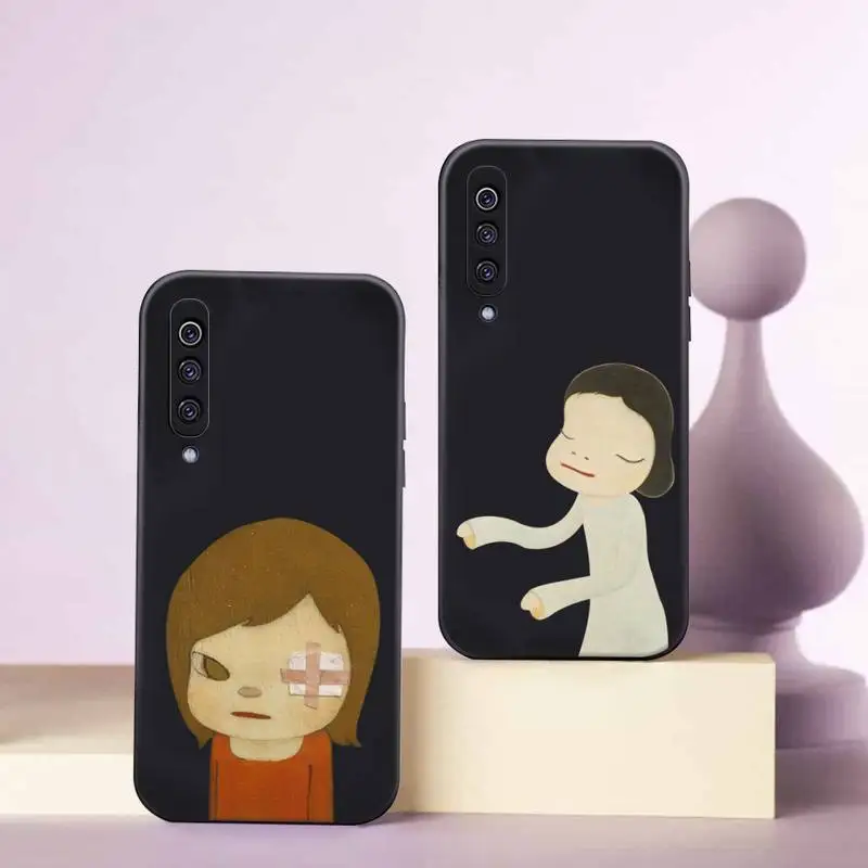 

Yoshitomo Nara Cartoon Art Phone Case Black Color For Samsung s21 ultra s20 fe s10 Note 20 10 Plus a52 a32 a12 a72 a71 Shell