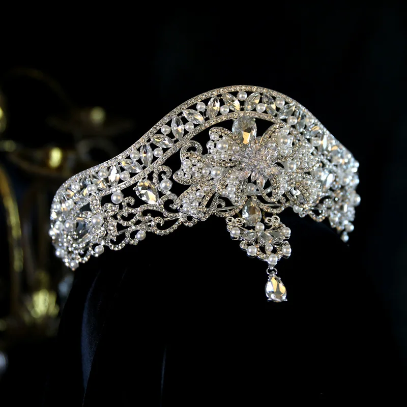

Baroque Zircon Bride Crown Headwear Bowtie Wedding Accessories Hair Jewelry for Women Shiny Crystal Fashion Classic Hairwear