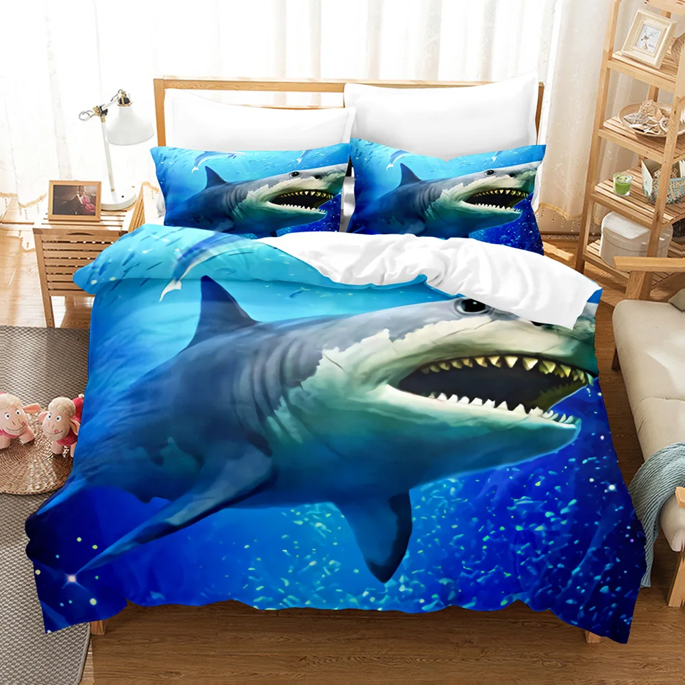 

Set Single Twin Full Queen King Size Ocean Fish Bed Set Aldult Kid постельное бельё 3D Anime 04 Dolphin Shark Bedding