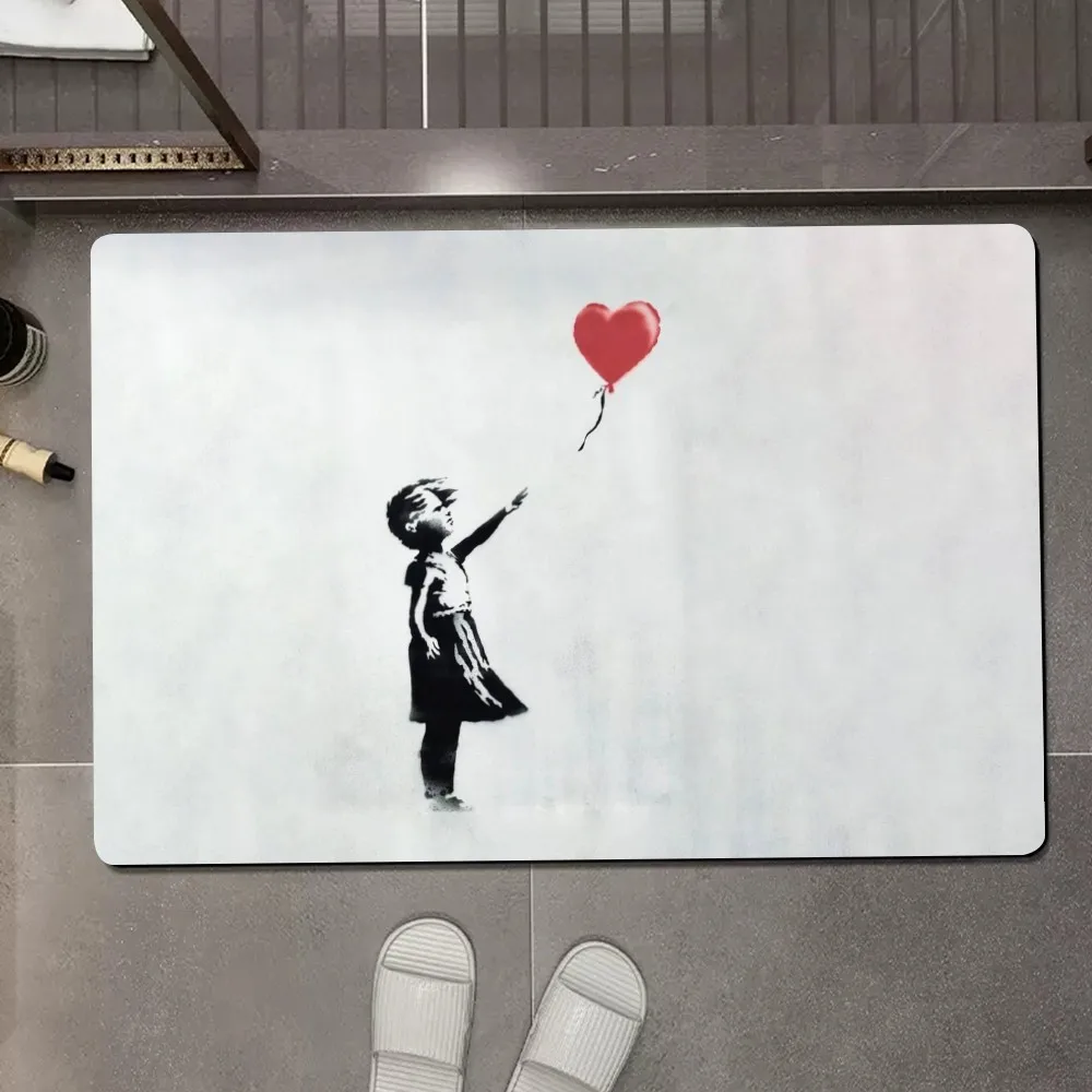 Бэнкси Девушка с воздушным шаром Художественный напольный коврик