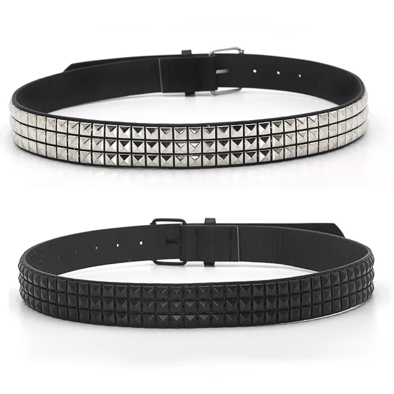 

2022 Pyramid Fashion Rivet Belt Men Women's Studded Belt Punk Rock With Pin Buckle Drop Shipping Black