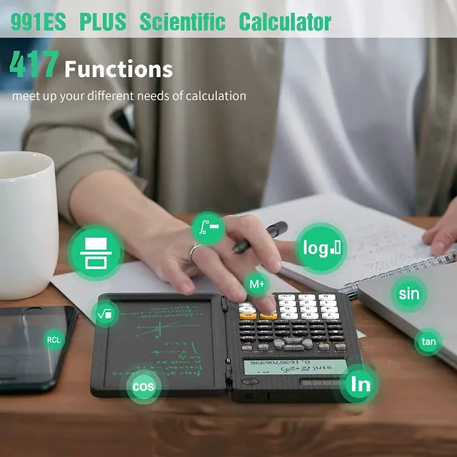 Solar Scientific Calculator with LCD Notepad 417 Functions Professional Portable Foldable Calculator for Students Upgraded 991ES 2