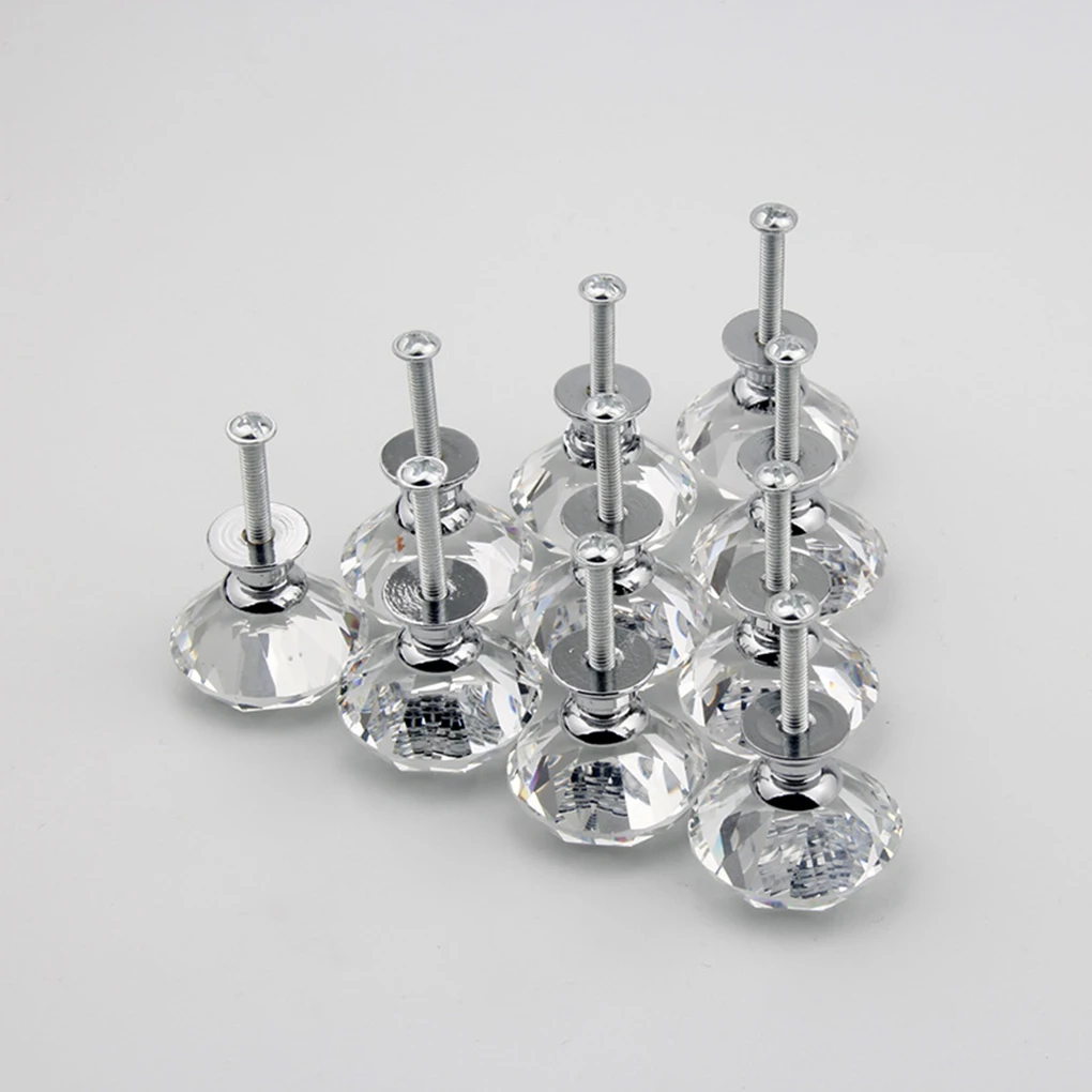 

10pcs Transparent Crystal Glass Knobs Cupboard Drawer Pull Wear-resistant Furniture Handle Wardrobe Handles Door Knobs